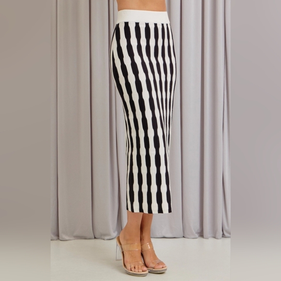 #51198 🛑S,M,L HIGH END Fabulous Knit Stripe Cardigan & Midi Skirt Set - Picture 8 of 8